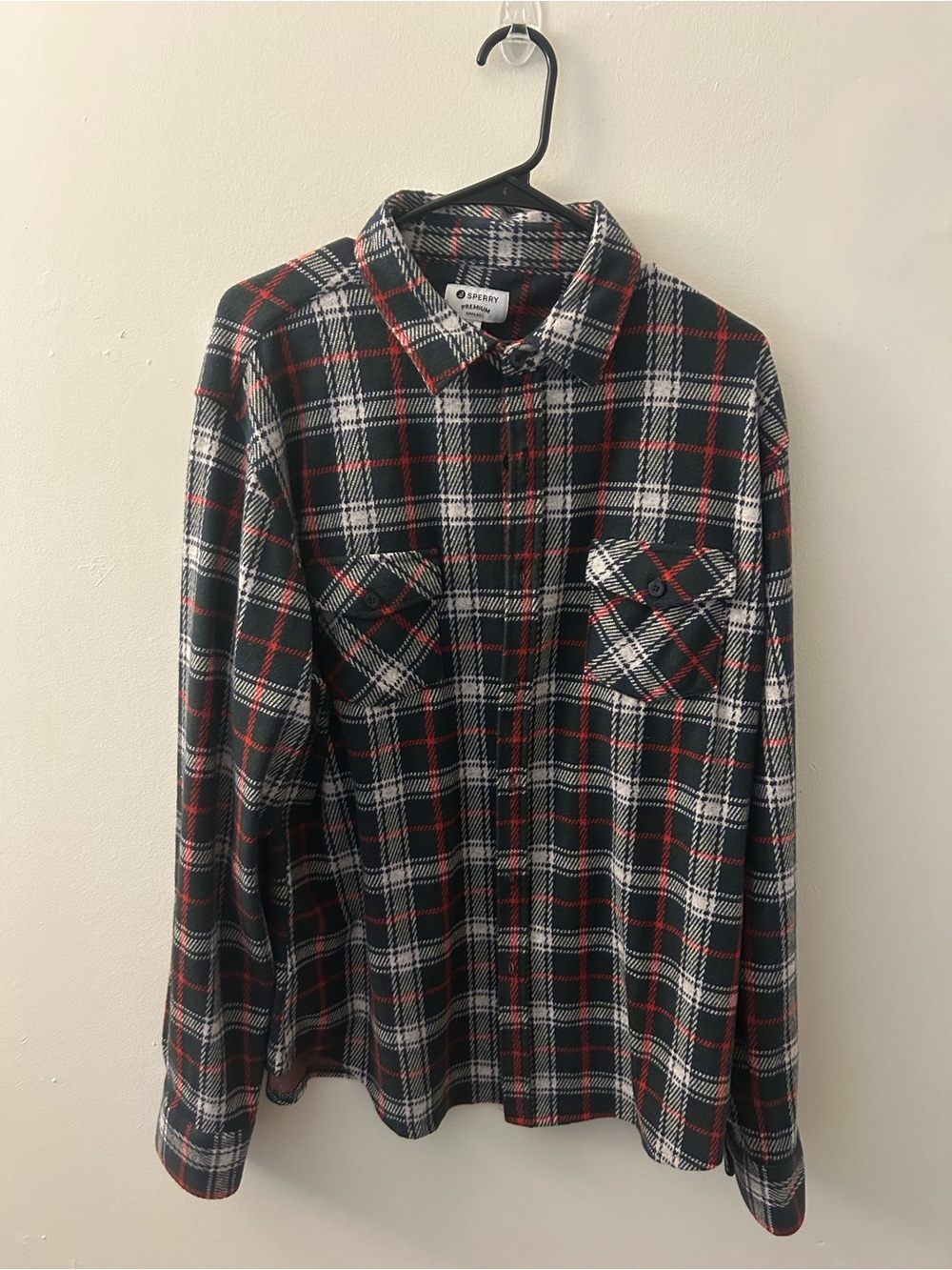 Sperry Men’s Black, White & Red Plaid Button-Down Shirt